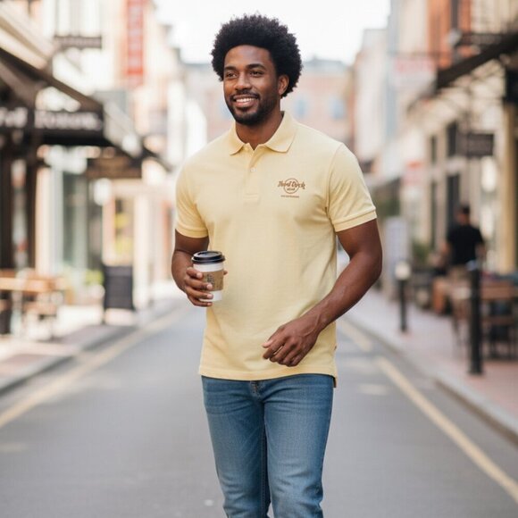 Hard Rock Cafe Other - HARD ROCK Hotel  POLO yellow SHIRT Mens Size M